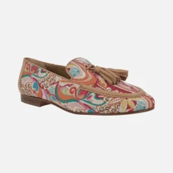 Mocasines de piel y tejido estampado multicolor Etosha