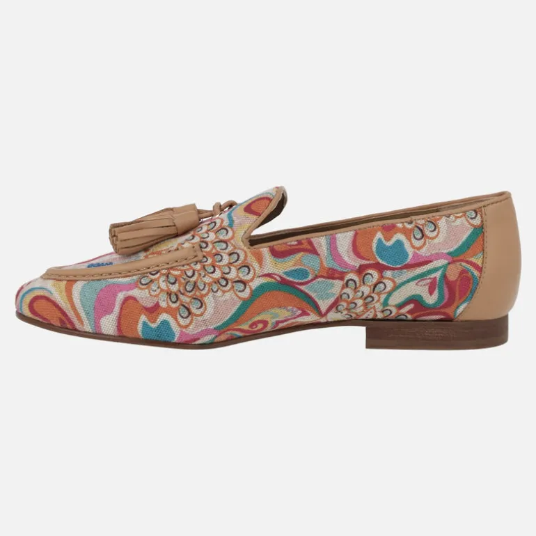 Mocasines de piel y tejido estampado multicolor Etosha