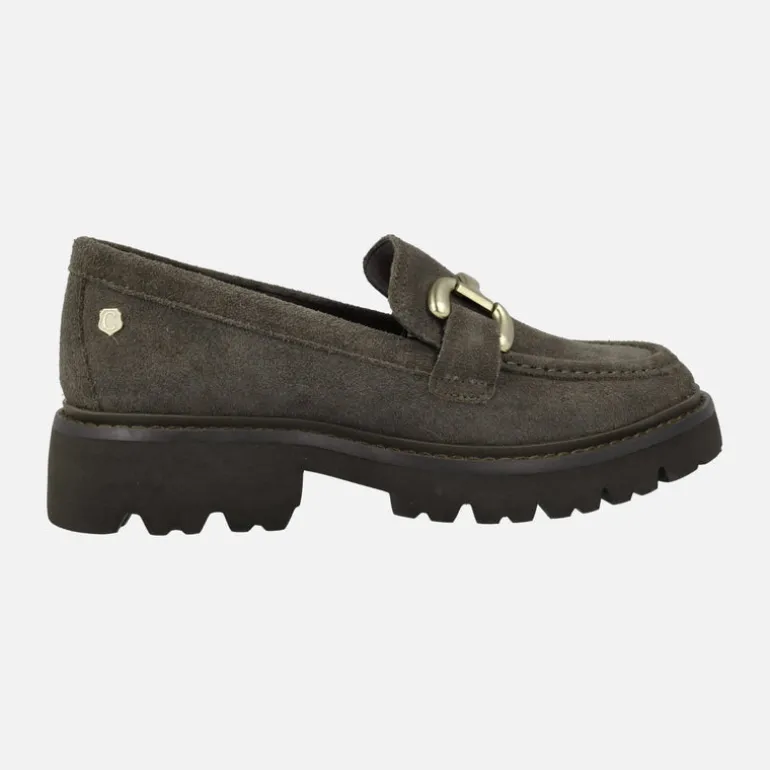 Mocasines de serraje con piso track y adorno Carmela