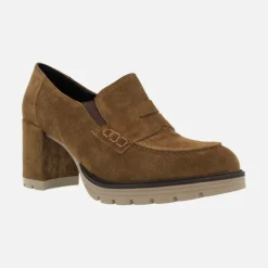 Mocasines de serraje con antifaz tacón alto y plataforma