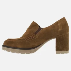 Mocasines de serraje con antifaz tacón alto y plataforma