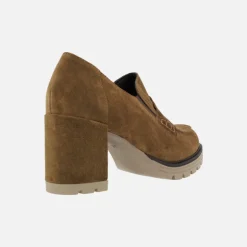 Mocasines de serraje con antifaz tacón alto y plataforma