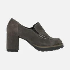 Mocasines de serraje con antifaz tacón alto y plataforma