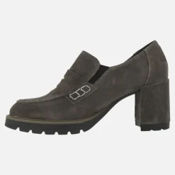 Mocasines de serraje con antifaz tacón alto y plataforma