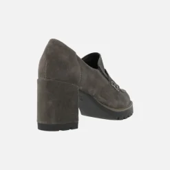 Mocasines de serraje con antifaz tacón alto y plataforma