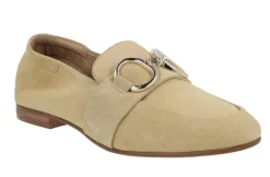 Mocasines de serraje para mujer con adorno metálico