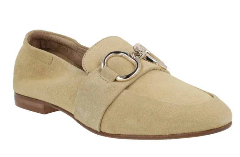 Mocasines de serraje para mujer con adorno metálico