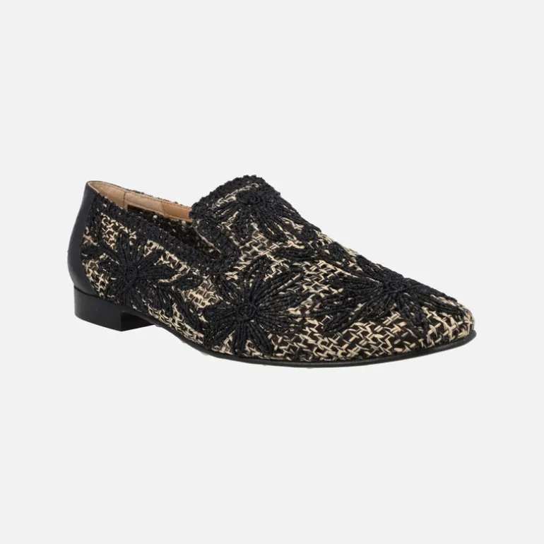 Mocasines de tejido trenzado con detalle de flores