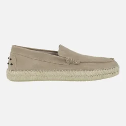 Mocasines de yute en serraje taupe