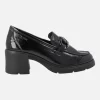 Mocasines en charol negro con tacones de 6 cms