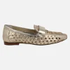 Mocasines en piel trenzada metalizada color oro