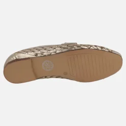 Mocasines en piel trenzada metalizada color oro
