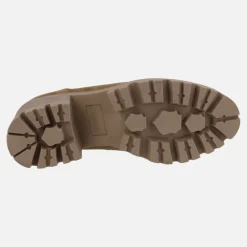 Mocasines en serraje cuero con tacón y antifaz