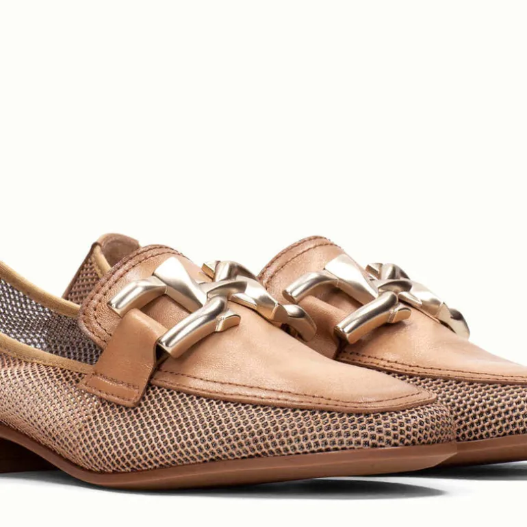 Mocasines multimaterial con adorno para mujer