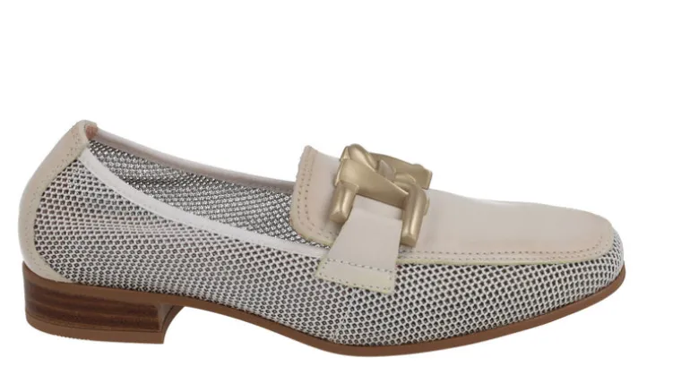 Mocasines multimaterial con adorno para mujer
