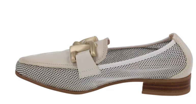Mocasines multimaterial con adorno para mujer