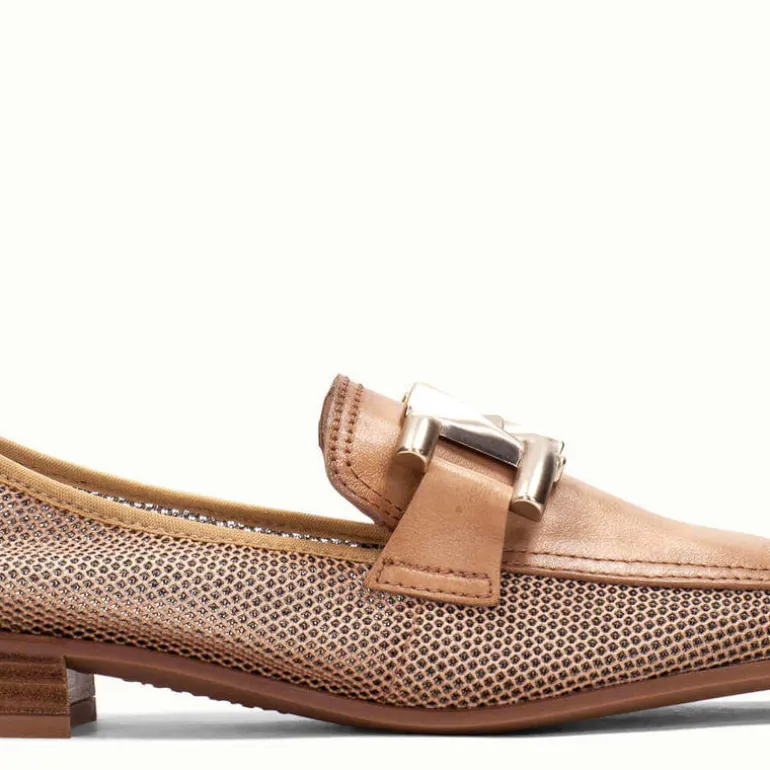 Mocasines multimaterial con adorno para mujer