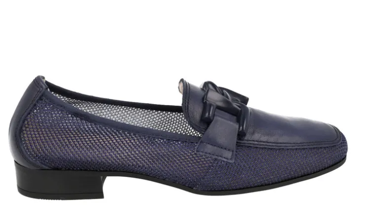 Mocasines multimaterial con adorno para mujer