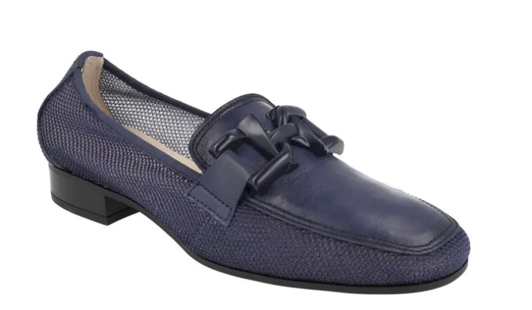 Mocasines multimaterial con adorno para mujer