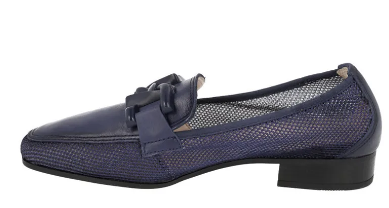 Mocasines multimaterial con adorno para mujer