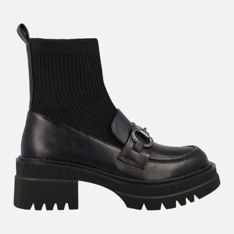 Mocasines negros con calcetín y piso track B079-H227