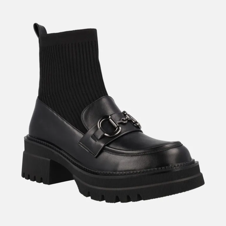 Mocasines negros con calcetín y piso track B079-H227