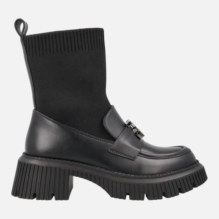 Mocasines negros con calcetín y piso track EXÉ