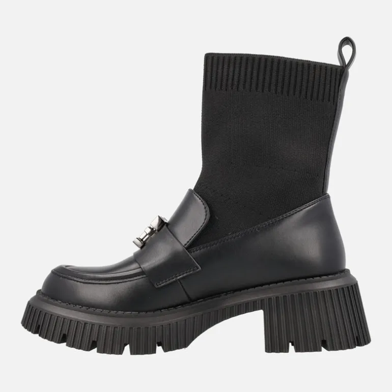 Mocasines negros con calcetín y piso track EXÉ