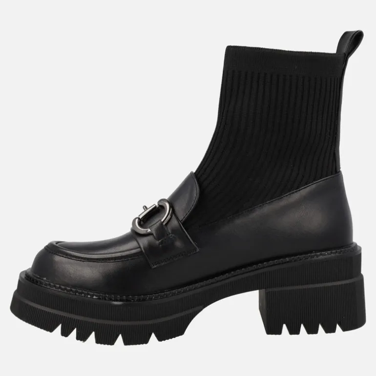Mocasines negros con calcetín y piso track B079-H227