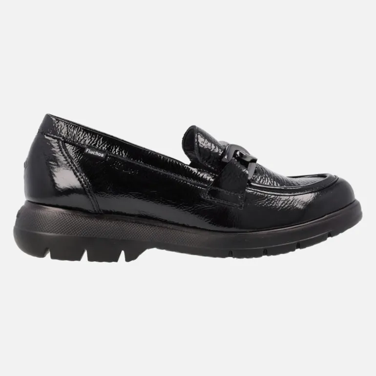 Mocasines negros de charol para mujer Gladis F1794