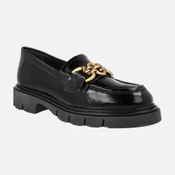 Mocasines negros de charol Bruselas con piso track