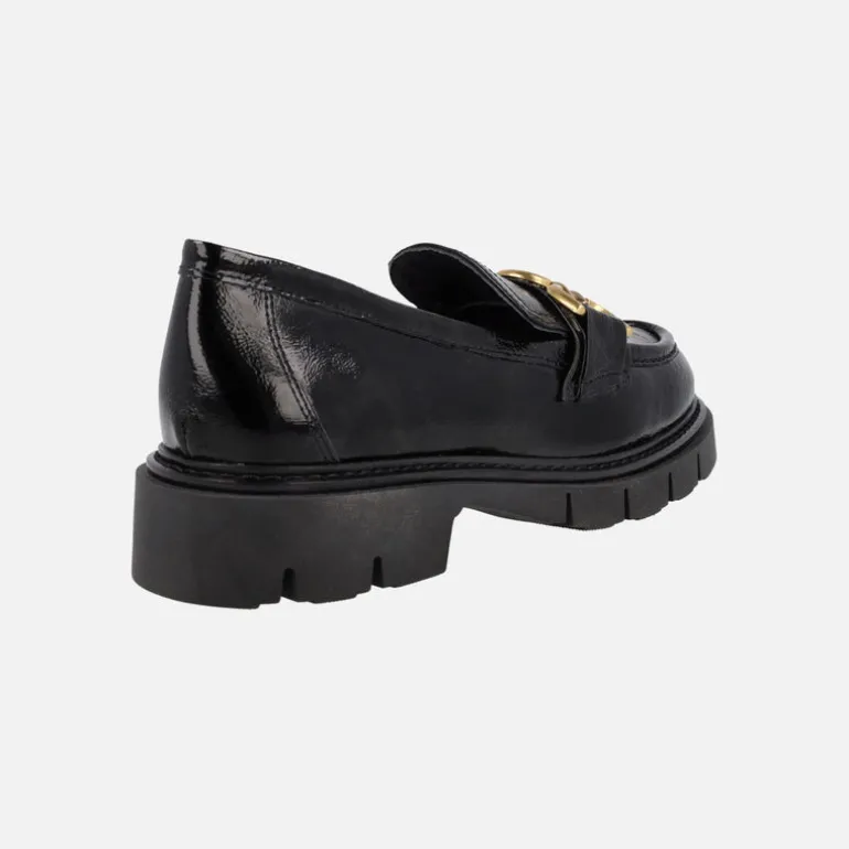 Mocasines negros de charol Bruselas con piso track