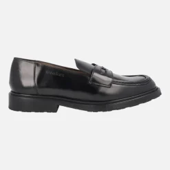 Mocasines negros de piel con antifaz de Wonders