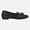 Mocasines negros de piel con borlas para mujer