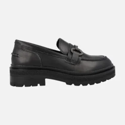 Mocasines negros de piel con adorno y piso track