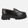 Mocasines negros de piel con piso track Gioseppo Steinnes para mujer