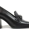 Mocasines negros de piel con adorno de cadena Aloise