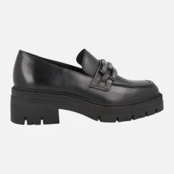 Mocasines negros de piel Umbra con piso track y adorno metálico