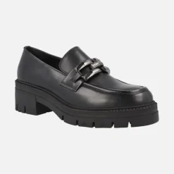 Mocasines negros de piel Umbra con piso track y adorno metálico