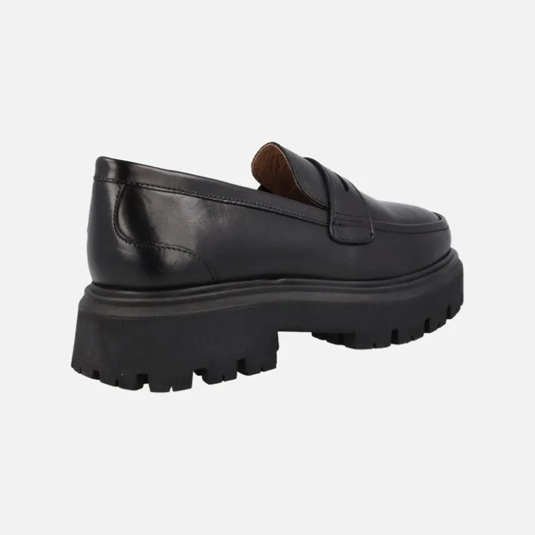 Mocasines negros de piel con piso track Gioseppo Steinnes para mujer