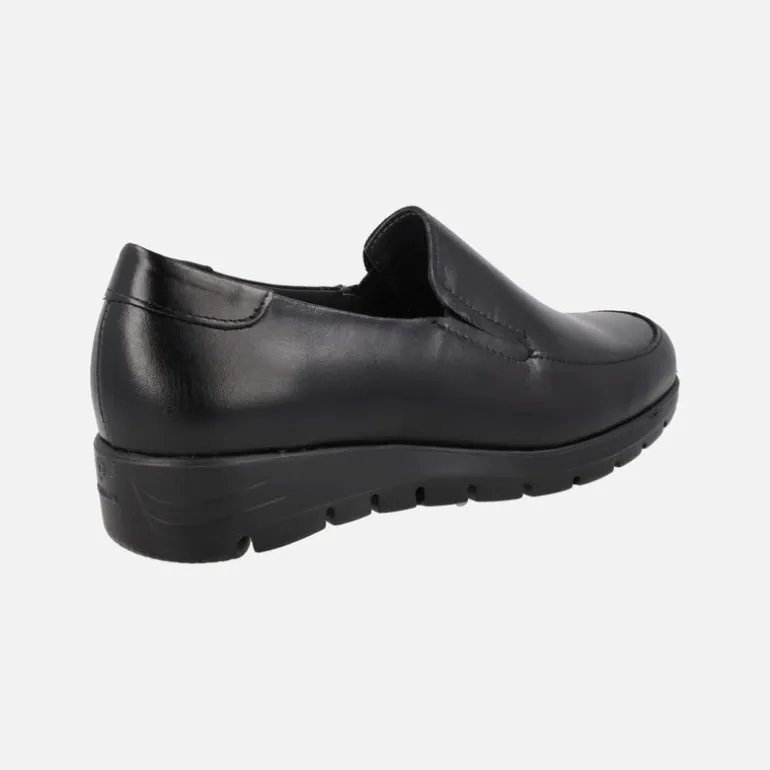 Mocasines negros de piel con elásticos y piso Extra light