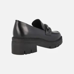 Mocasines negros de piel Umbra con piso track y adorno metálico