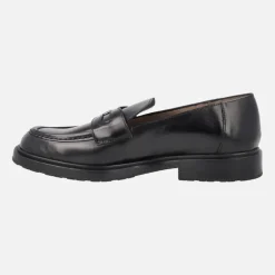 Mocasines negros de piel con antifaz de Wonders