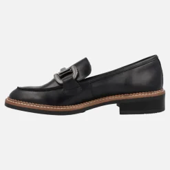Mocasines negros de piel con adorno metálico plateado