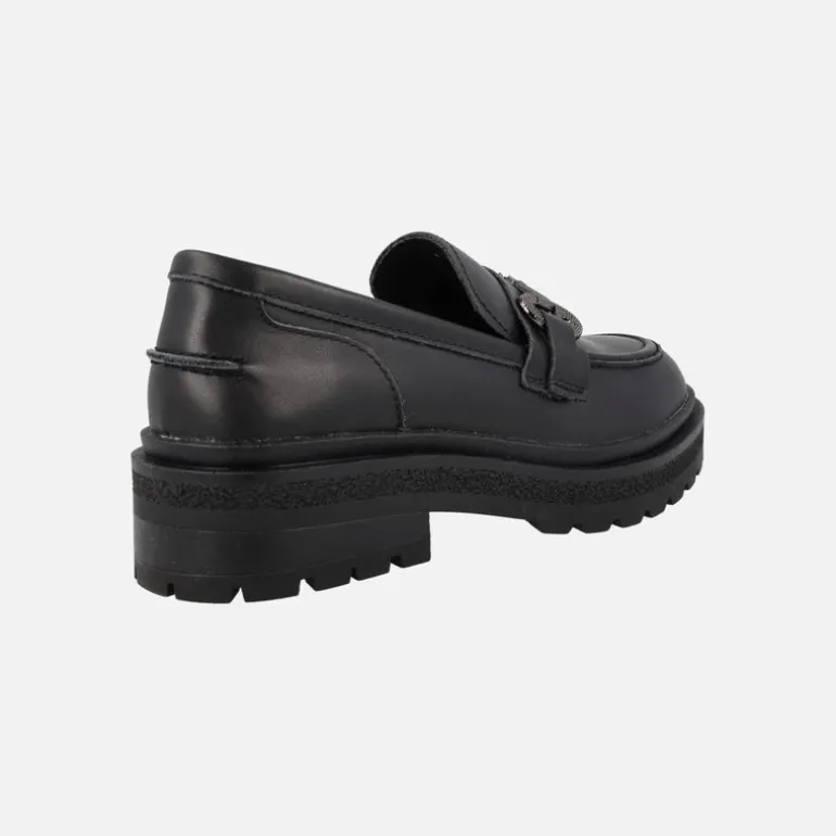 Mocasines negros de piel con adorno y piso track