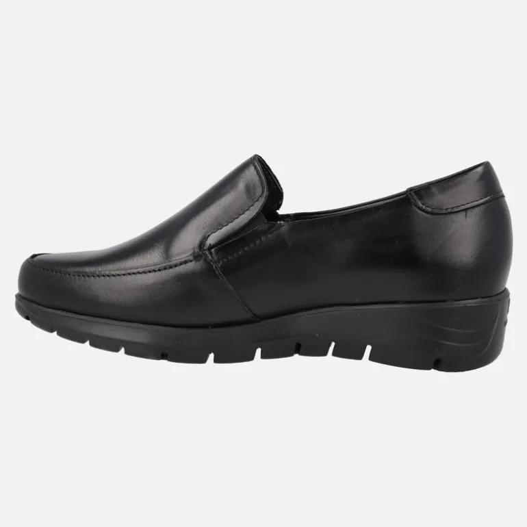 Mocasines negros de piel con elásticos y piso Extra light