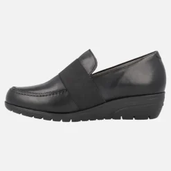 Mocasines negros de piel con detalle de banda elástica en el empeine