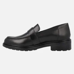 Mocasines negros de piel con adorno metálico dorado Walk Pleasure Mujer de Geox