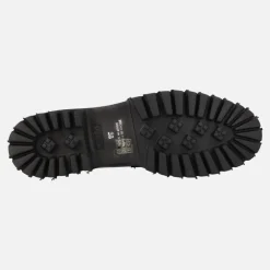 Mocasines negros de piel con adorno de cadena dorada