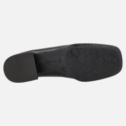Mocasines negros de piel Texas con adorno dorado y vivo marrón